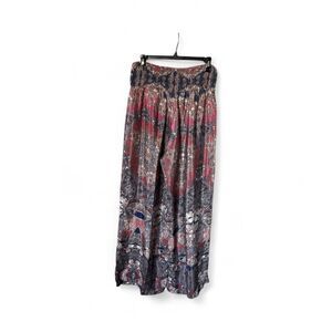 Karyn Seo Silk Blend Paisley Boho Flowy Wide Leg Pants Size XL